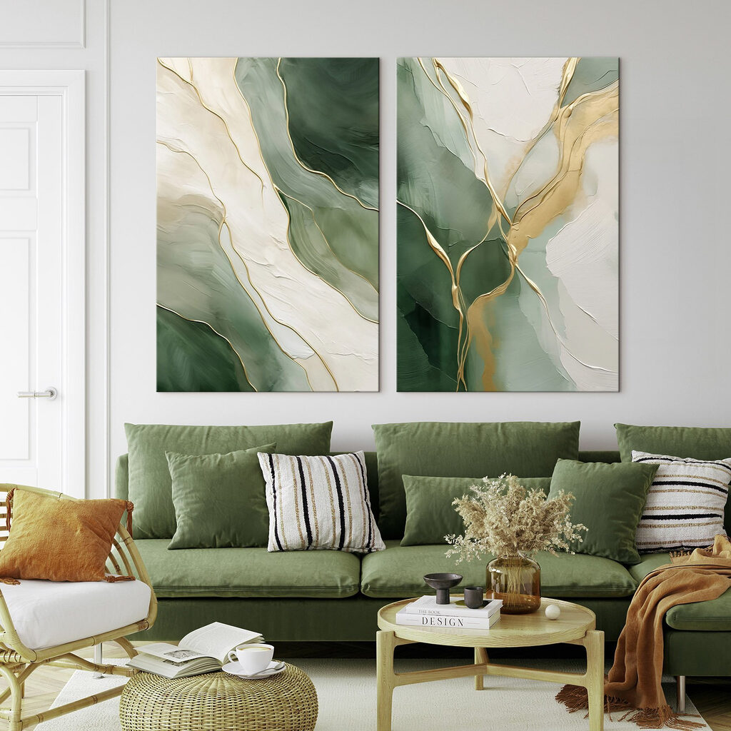 Painting of green and white colors Painting of green and white colors