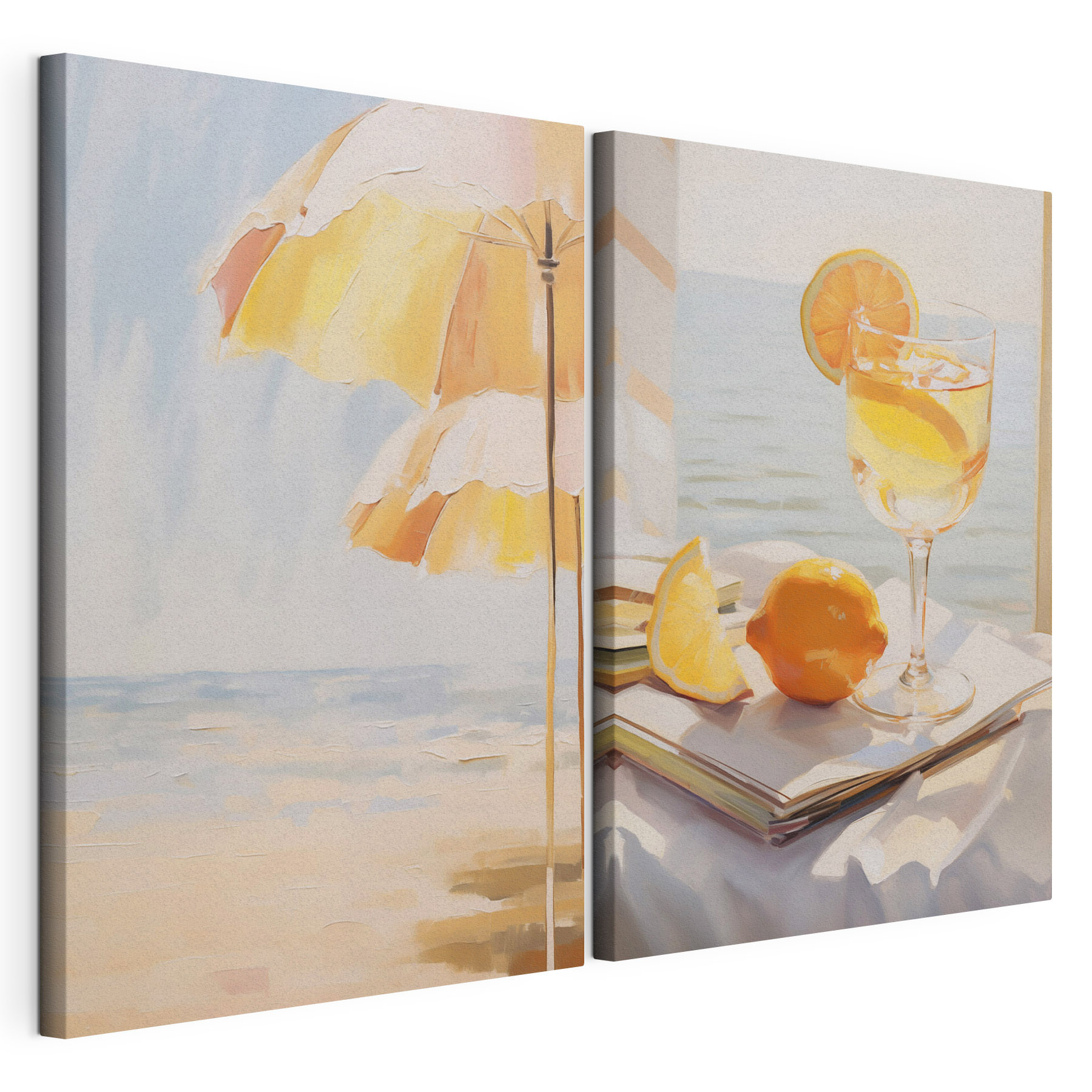 Painting of a drink and a lemon