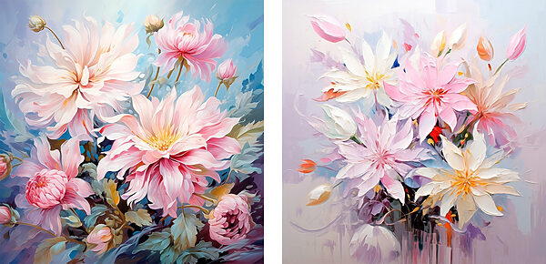 Painting of flowers on canvas Painting of flowers on canvas
