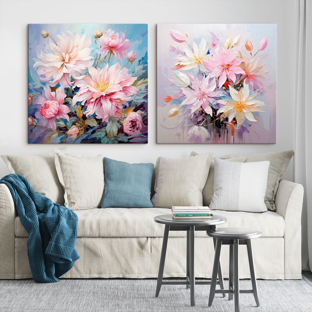 Painting of flowers on canvas Painting of flowers on canvas