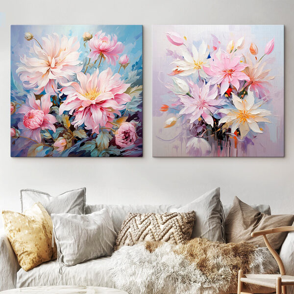 Painting of flowers on canvas Painting of flowers on canvas