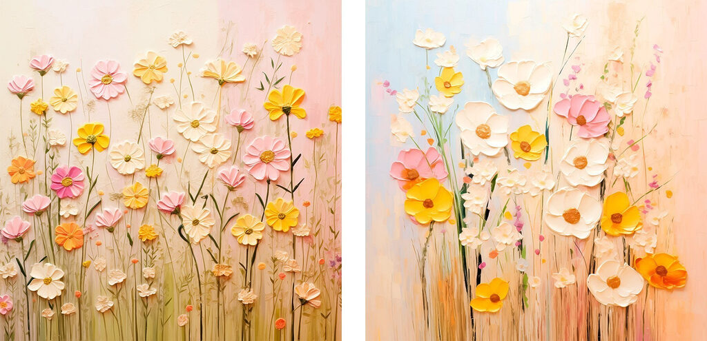 Painting of flowers on canvas Painting of flowers on canvas