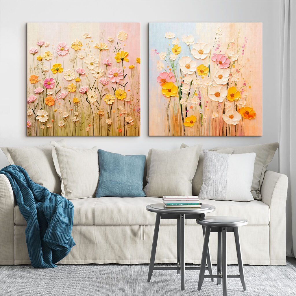 Painting of flowers on canvas Painting of flowers on canvas