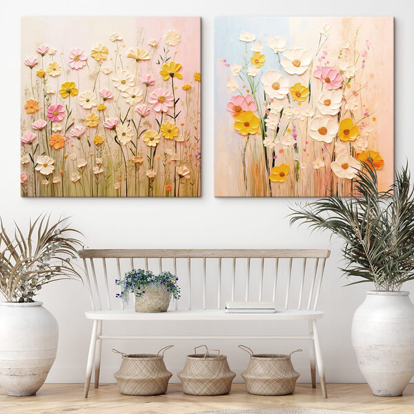 Painting of flowers on canvas Painting of flowers on canvas