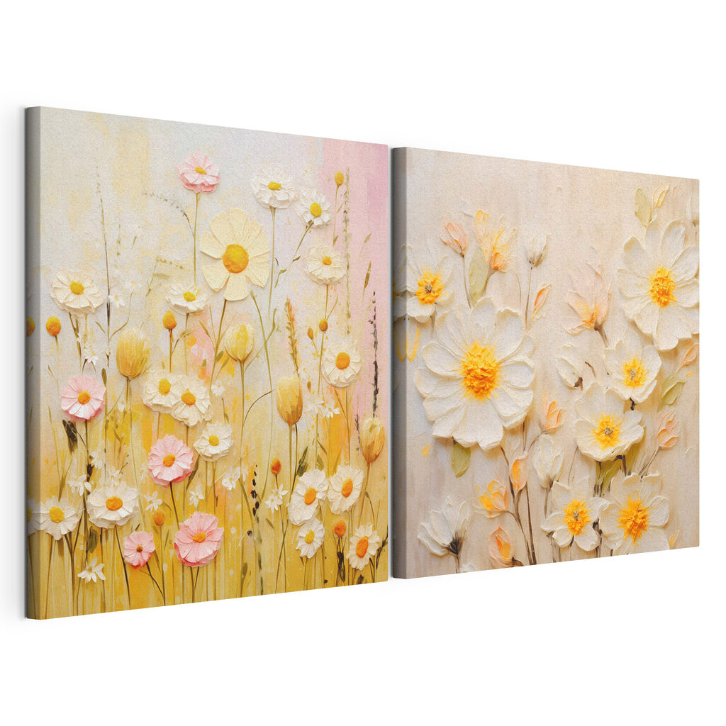 Painting of flowers on canvas