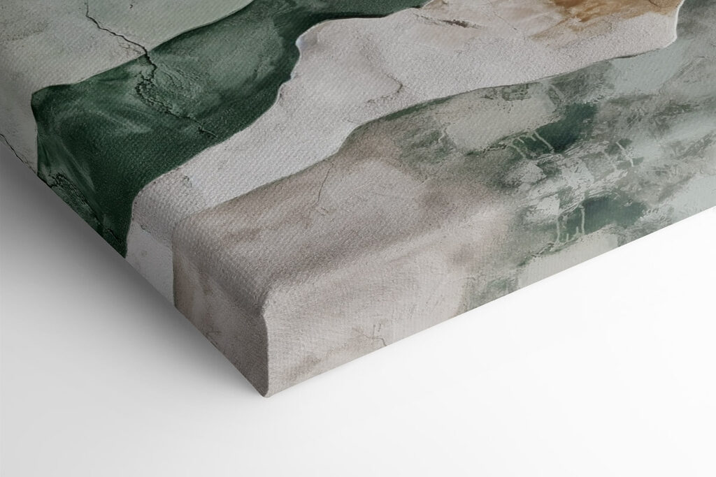 Painting of mountains and a crack in the wall
