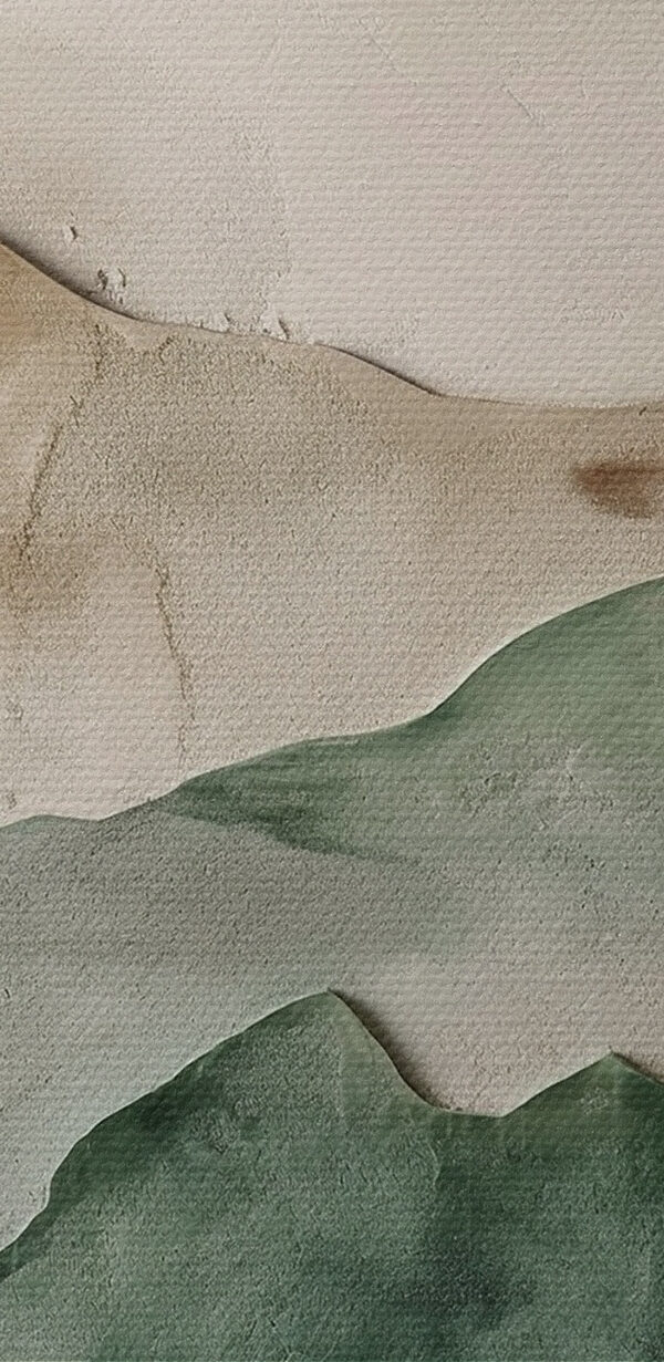 Painting of mountains and a crack in the wall