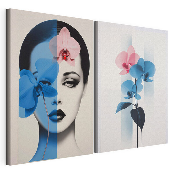 Frau mit Blumen auf dem Kopf Modularer Leinwanddruck Frau mit Blumen auf dem Kopf