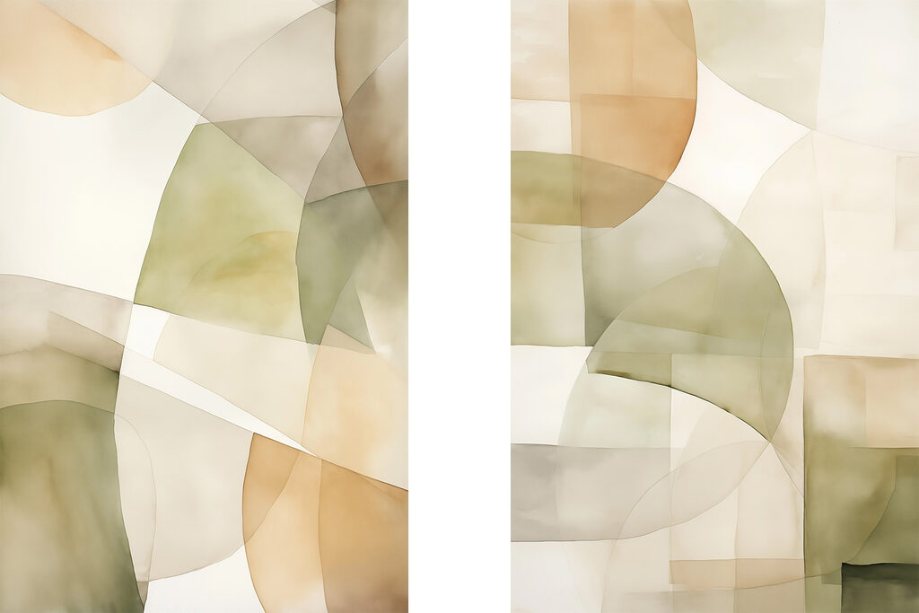 Soft hues and gentle shapes intertwine Soft hues and gentle shapes intertwine