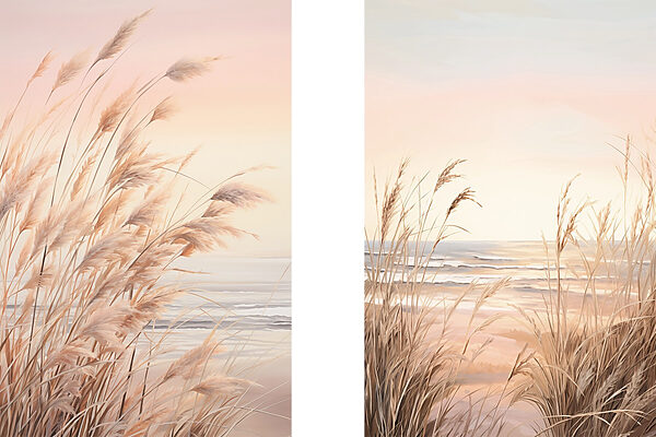 Soft grasses by the calm sea
