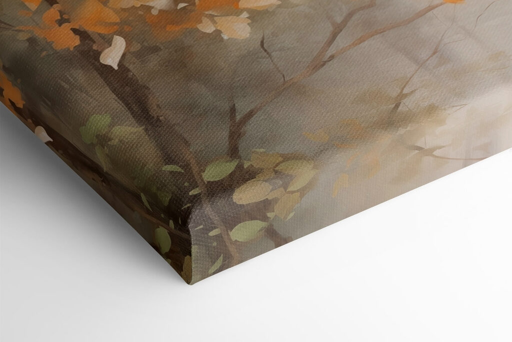 Painting of trees with yellow leaves