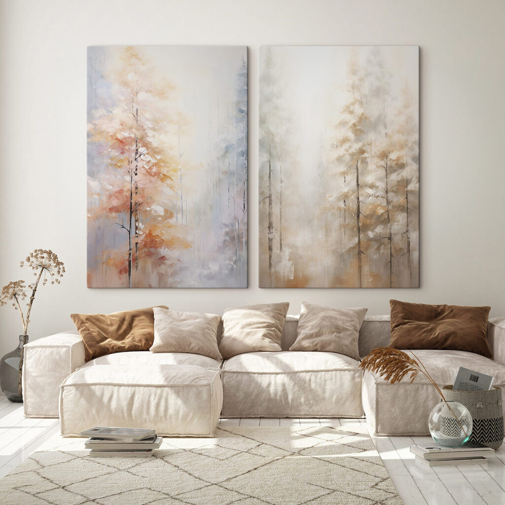 Painting of trees in a forest