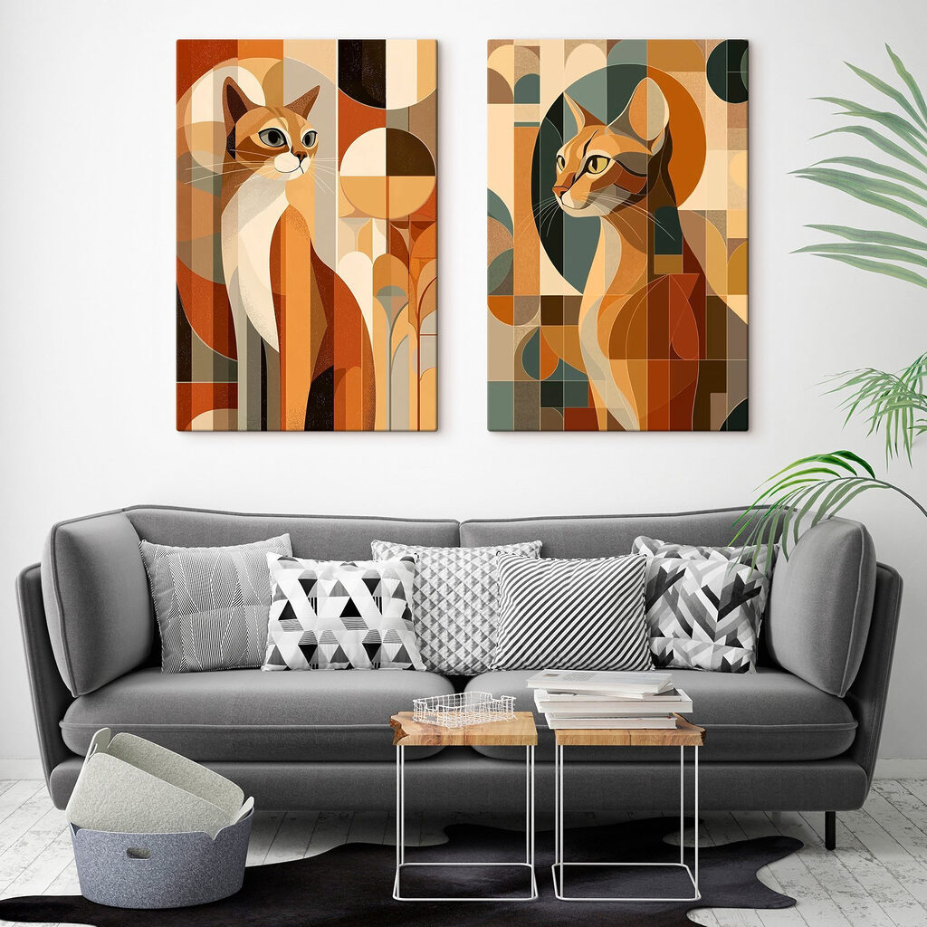 Two cats in different colors