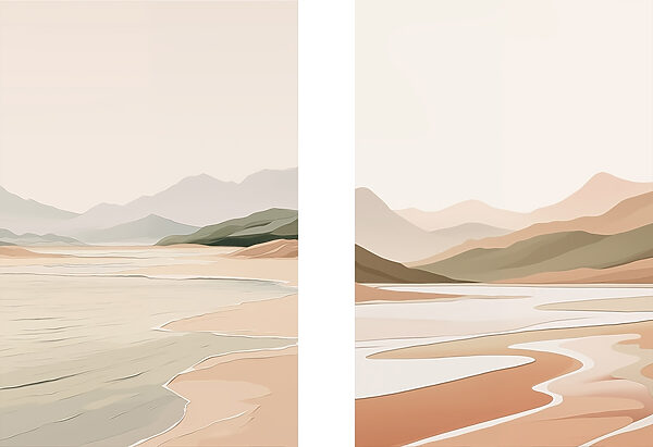 Screenshot of a painting of a beach and mountains Screenshot of a painting of a beach and mountains