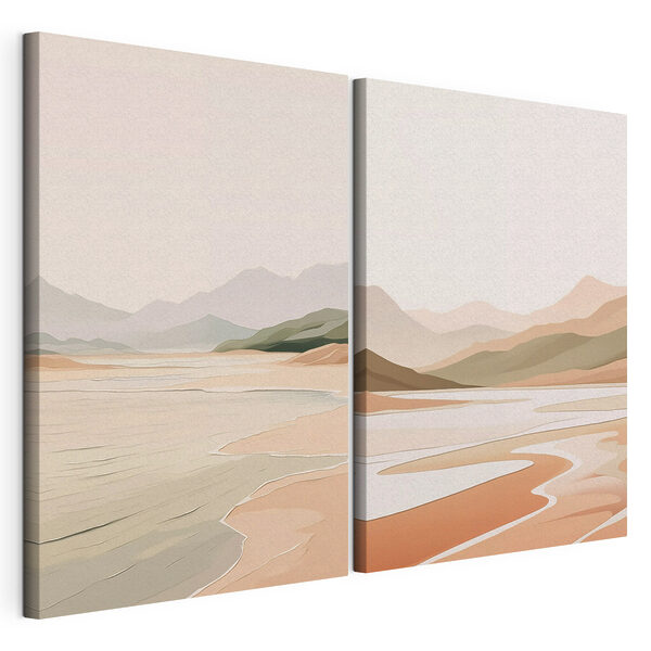 Screenshot of a painting of a beach and mountains Screenshot of a painting of a beach and mountains