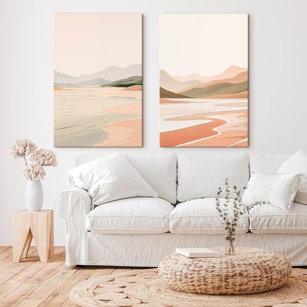 Screenshot of a painting of a beach and mountains Screenshot of a painting of a beach and mountains