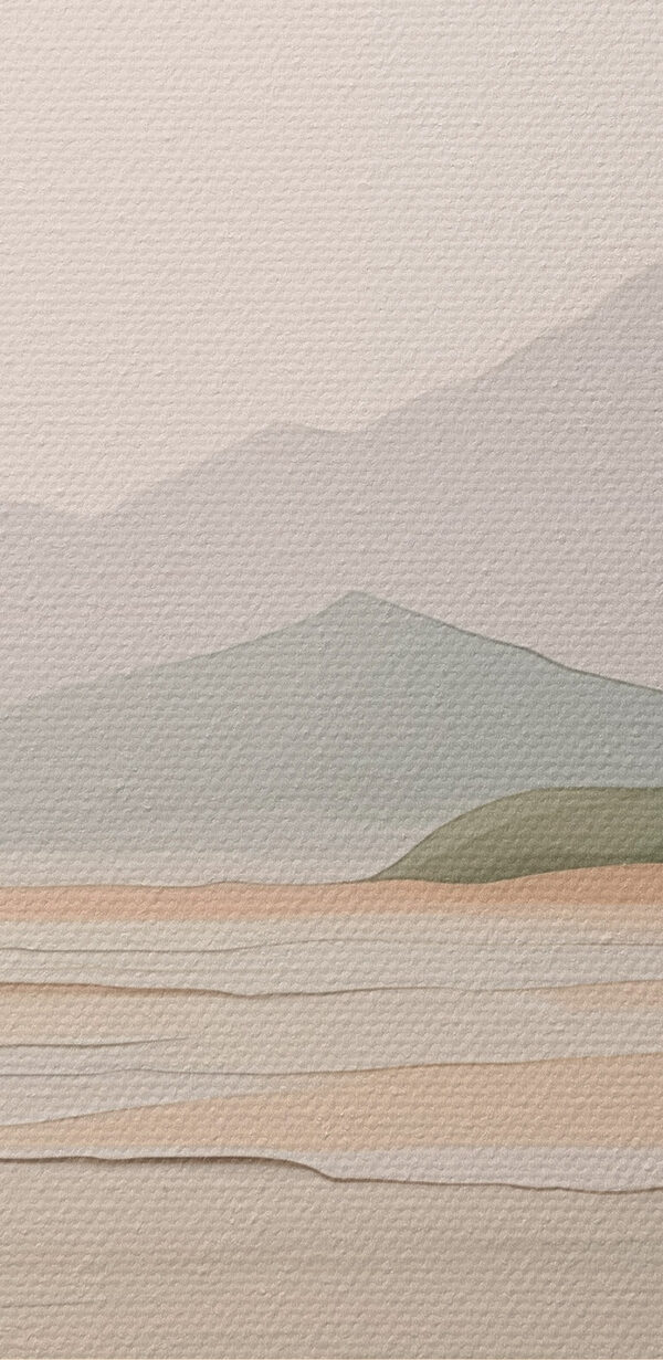 Screenshot of a painting of a beach and mountains Screenshot of a painting of a beach and mountains