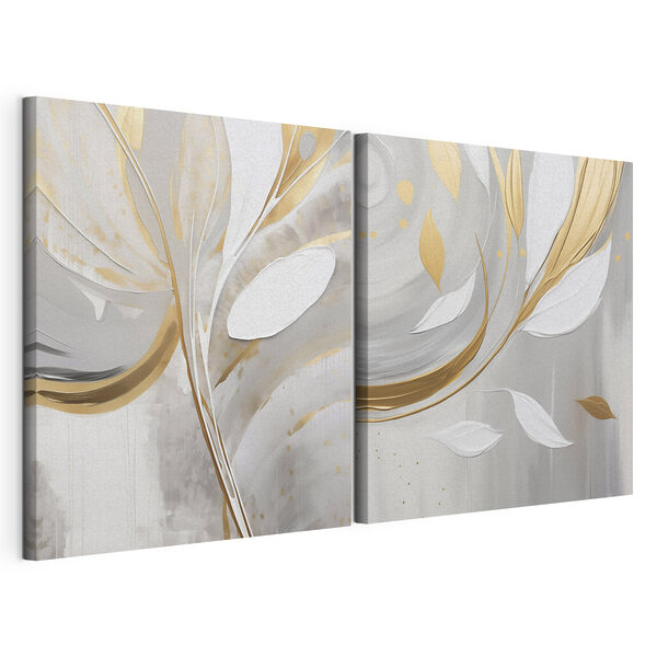 Modularer Leinwanddruck Elegante, von Blumen inspirierte abstrakte Kunstwerke