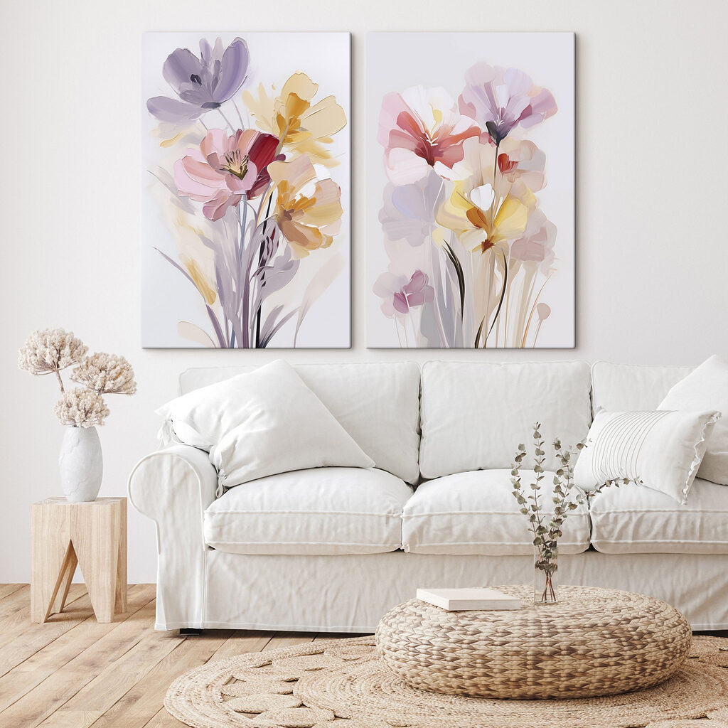 Painting of flowers on a white background Painting of flowers on a white background
