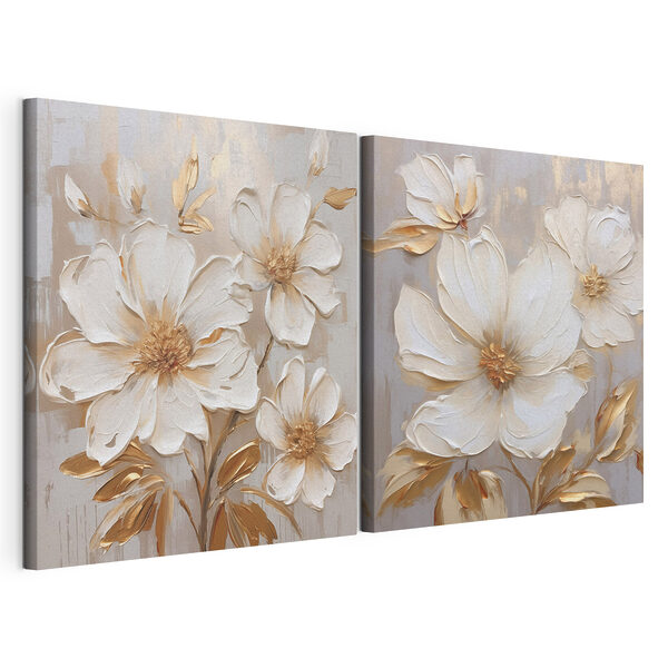 Blühende Blumen in sanften Farbtönen Modularer Leinwanddruck Blühende Blumen in sanften Farbtönen