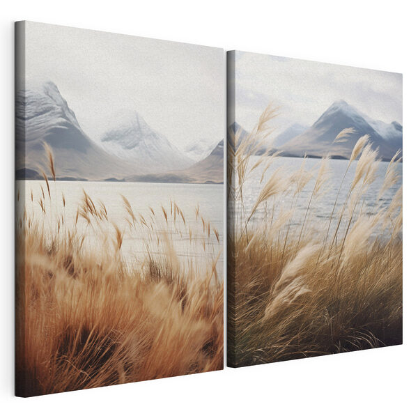 Friedliche Landschaft mit wogendem Gras Modularer Leinwanddruck Friedliche Landschaft mit wogendem Gras