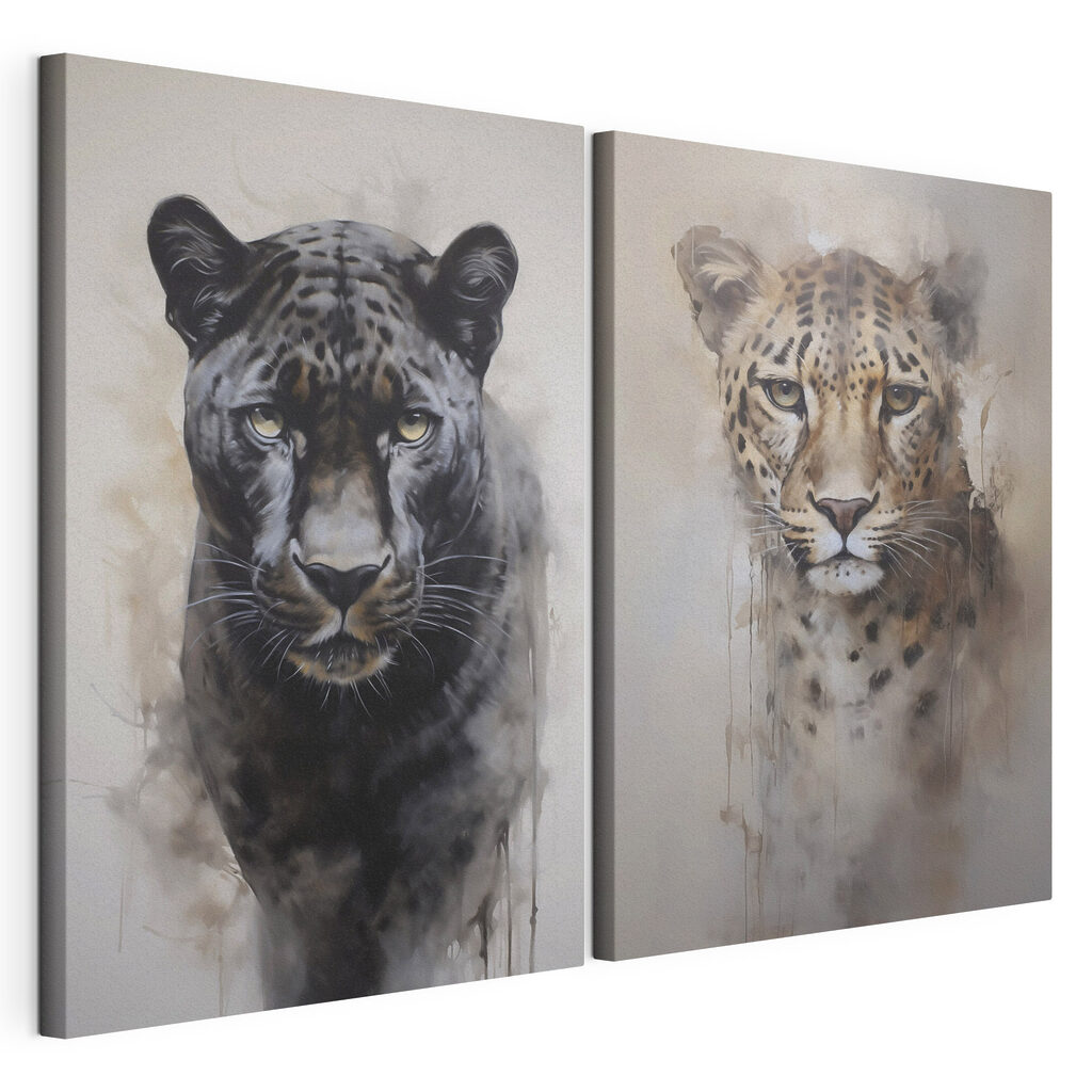 Painting of a leopard and a cheetah