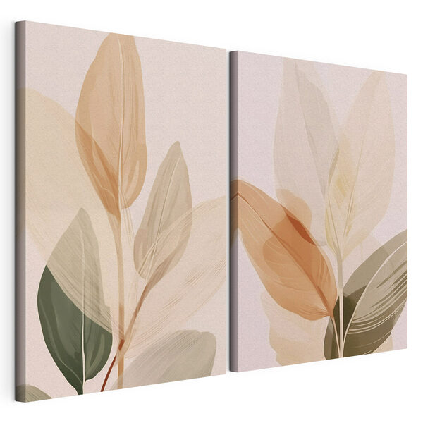 Von der Natur inspiriertes, minimalistisches Blattdesign Modularer Leinwanddruck Von der Natur inspiriertes, minimalistisches Blattdesign