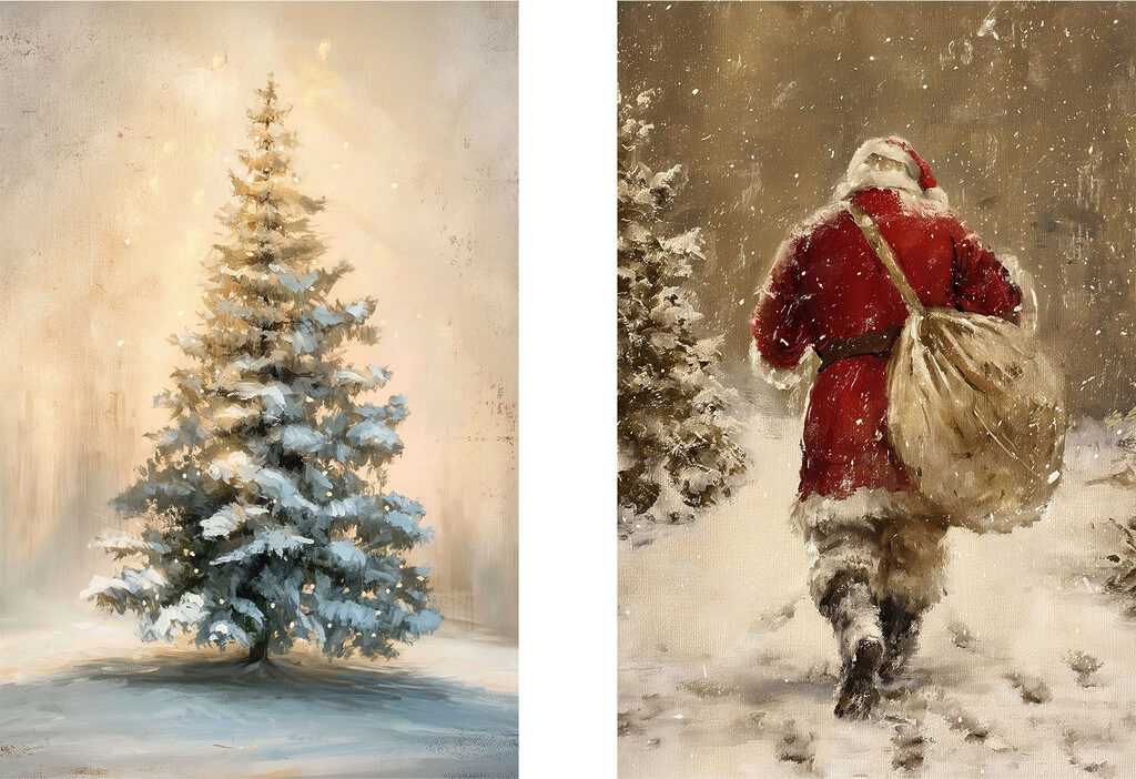 Painting of a man walking in the snow Painting of a man walking in the snow