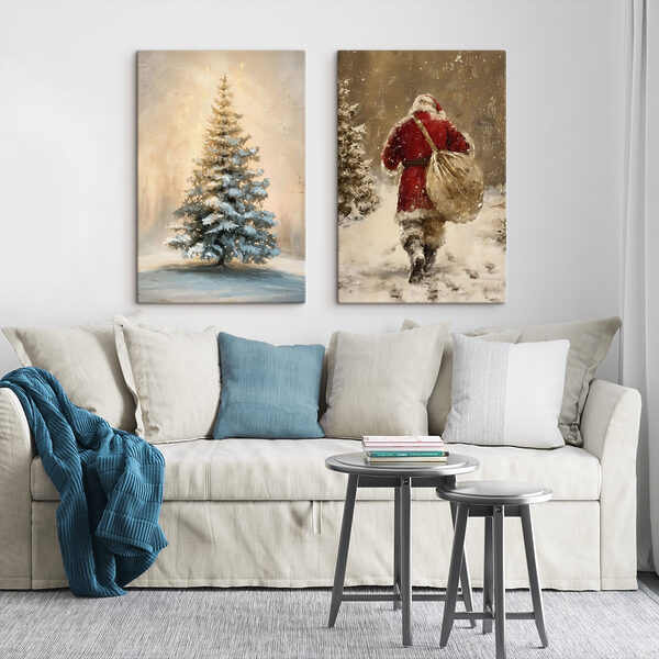 Painting of a man walking in the snow Painting of a man walking in the snow