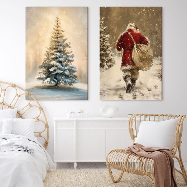 Painting of a man walking in the snow Painting of a man walking in the snow