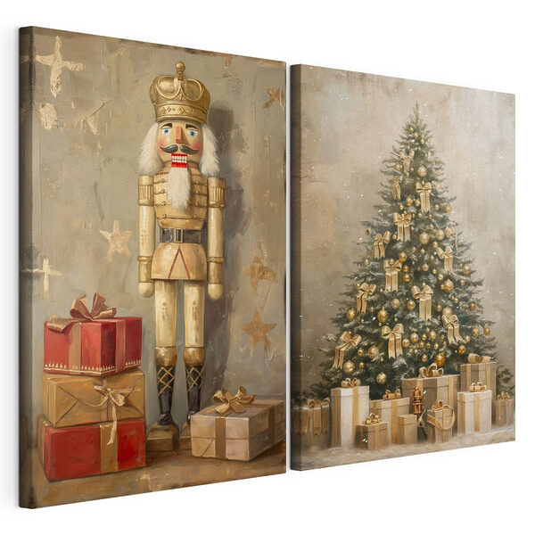 Modularer Leinwanddruck Der Nussknacker und ein Weihnachtsbaum