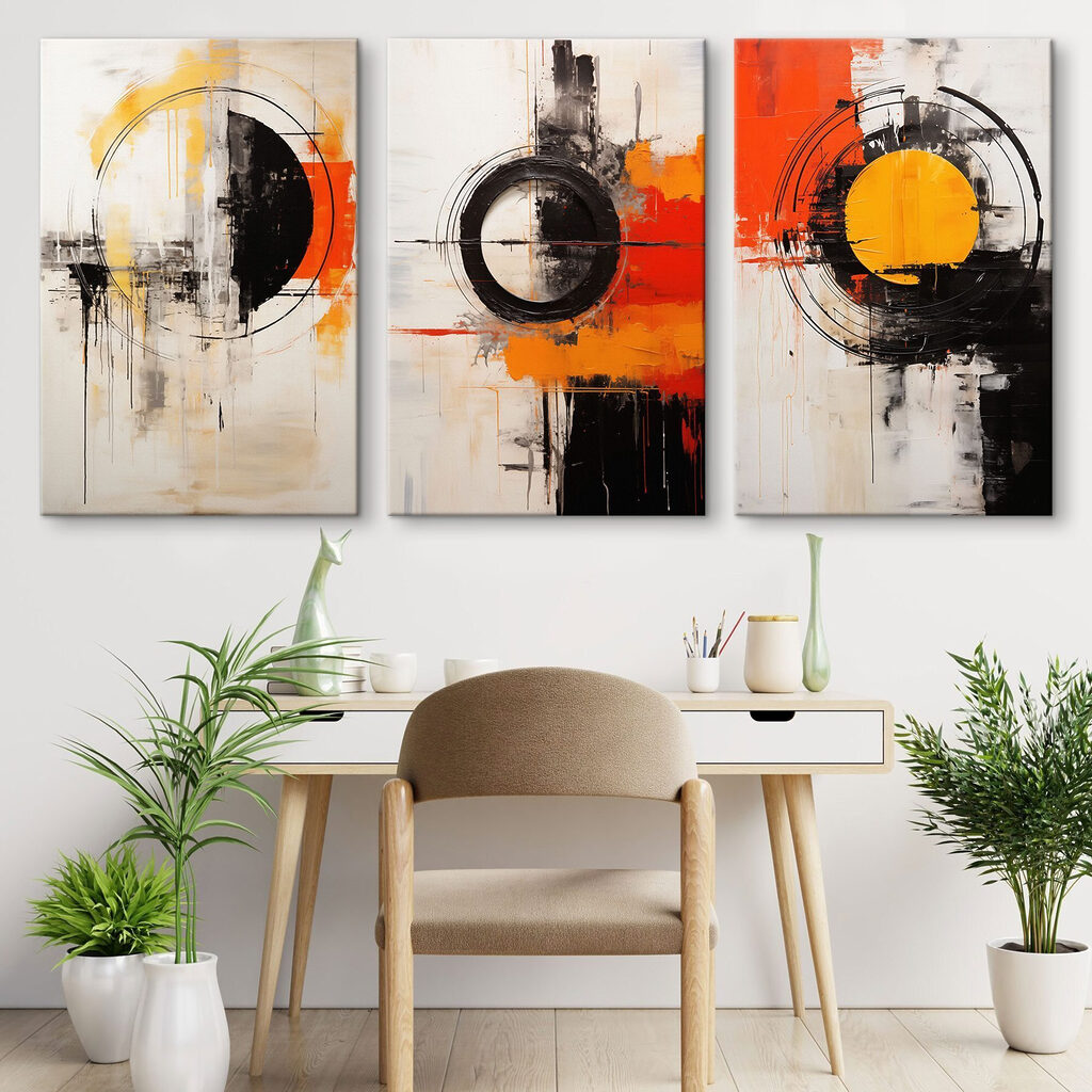Group of paintings with different colors