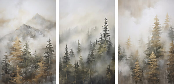 Group of paintings of trees