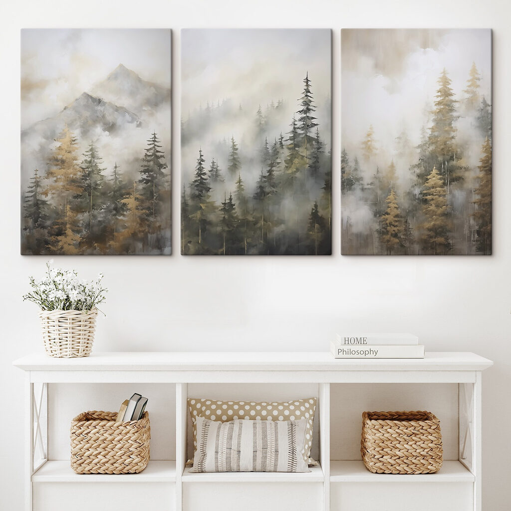 Group of paintings of trees