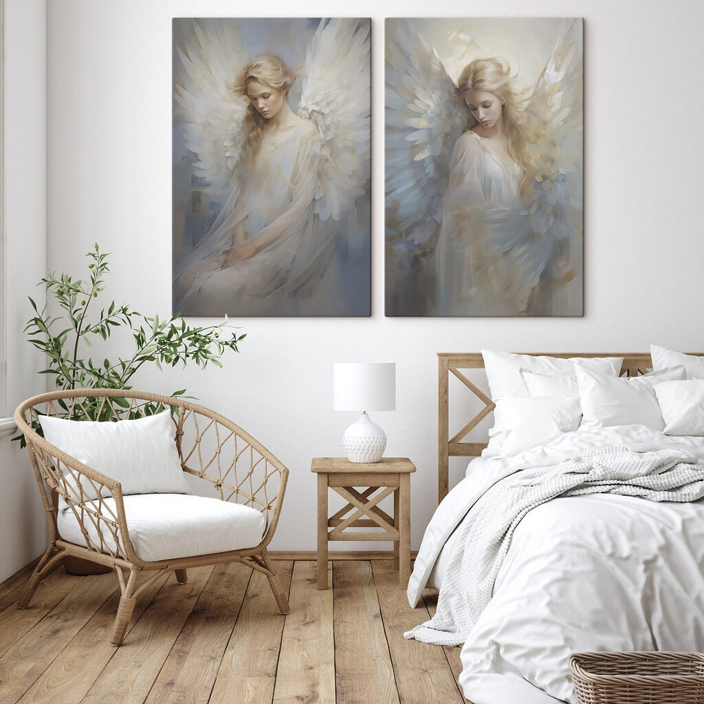 Woman with wings in a white dress Woman with wings in a white dress