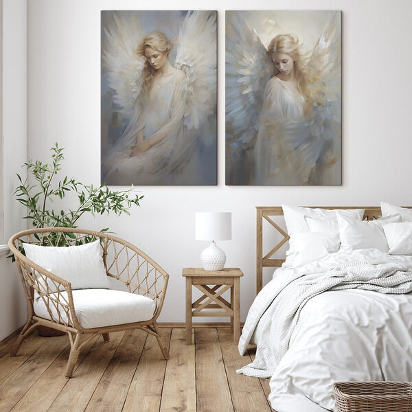 Woman with wings in a white dress Woman with wings in a white dress