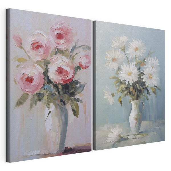 Gemälde von Blumen in einer Vase Modularer Leinwanddruck Gemälde von Blumen in einer Vase