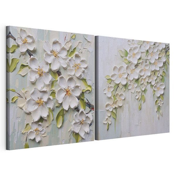 Modularer Leinwanddruck Blumenmalerei auf weißem Untergrund