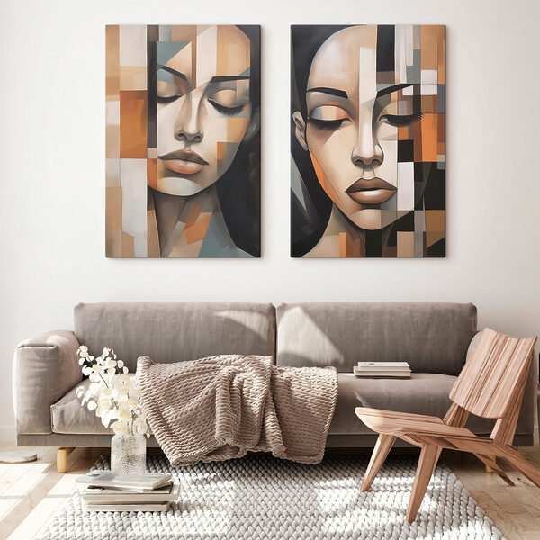 Two paintings of a woman