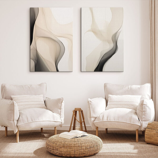 Fluid forms gracefully intertwine and blend Fluid forms gracefully intertwine and blend