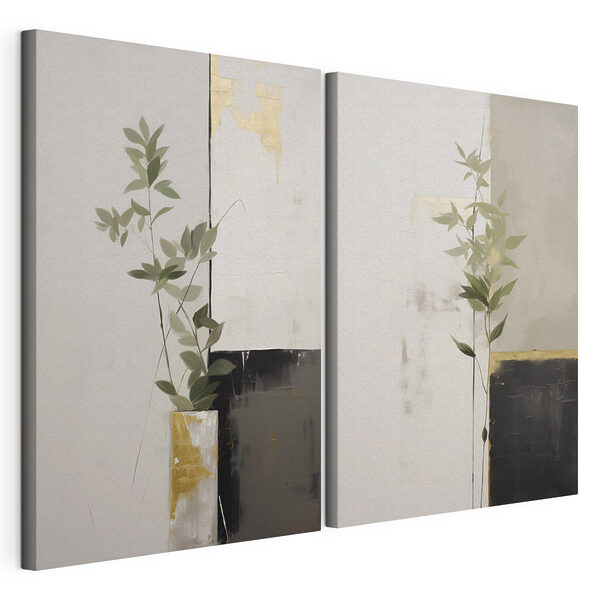 Gemälde einer Pflanze in einer Vase Modularer Leinwanddruck Gemälde einer Pflanze in einer Vase