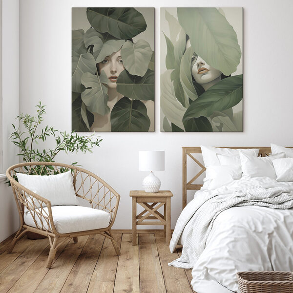 Woman's face surrounded by leaves Woman's face surrounded by leaves
