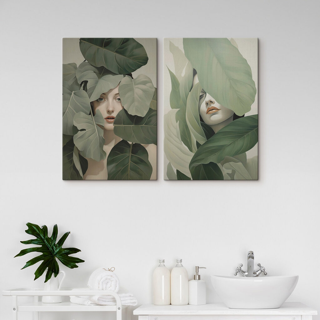 Woman's face surrounded by leaves Woman's face surrounded by leaves