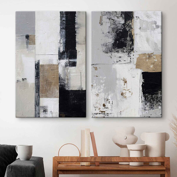 Painting of black and white squares Painting of black and white squares