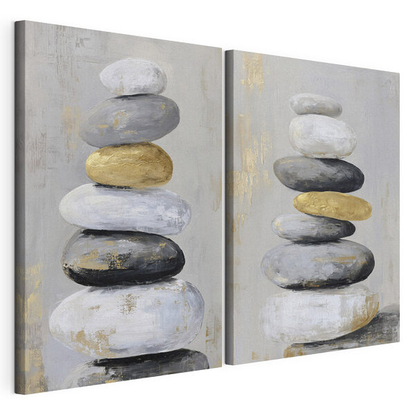 Painting of stacked rocks