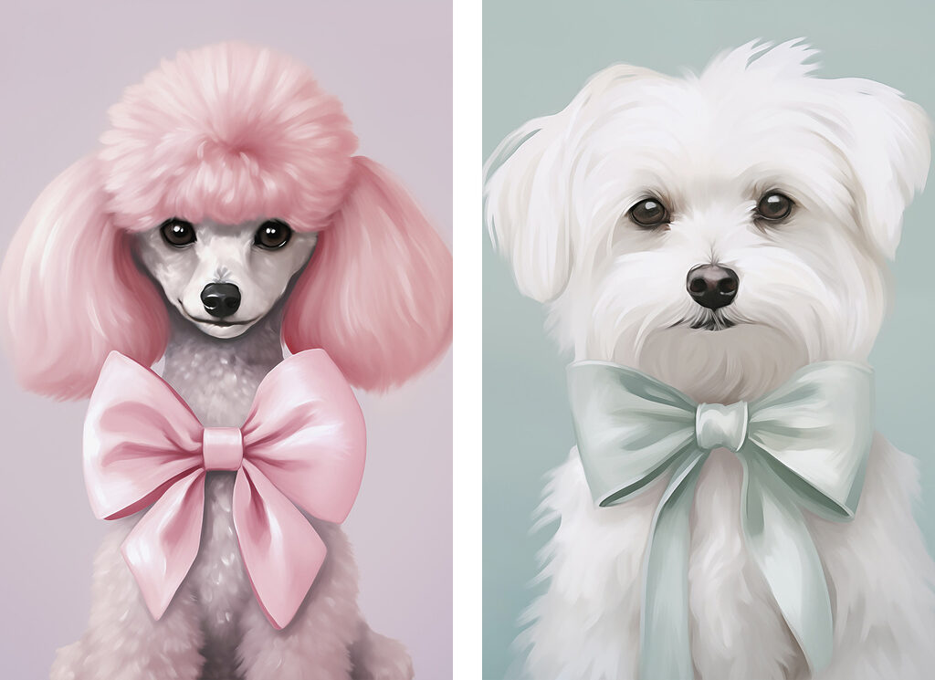Dog with pink hair and a bow Dog with pink hair and a bow
