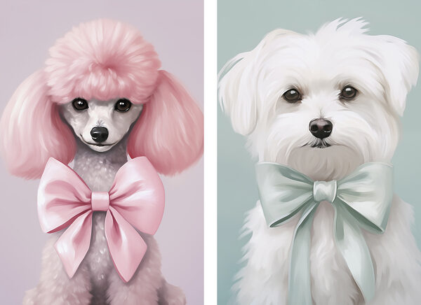 Dog with pink hair and a bow Dog with pink hair and a bow