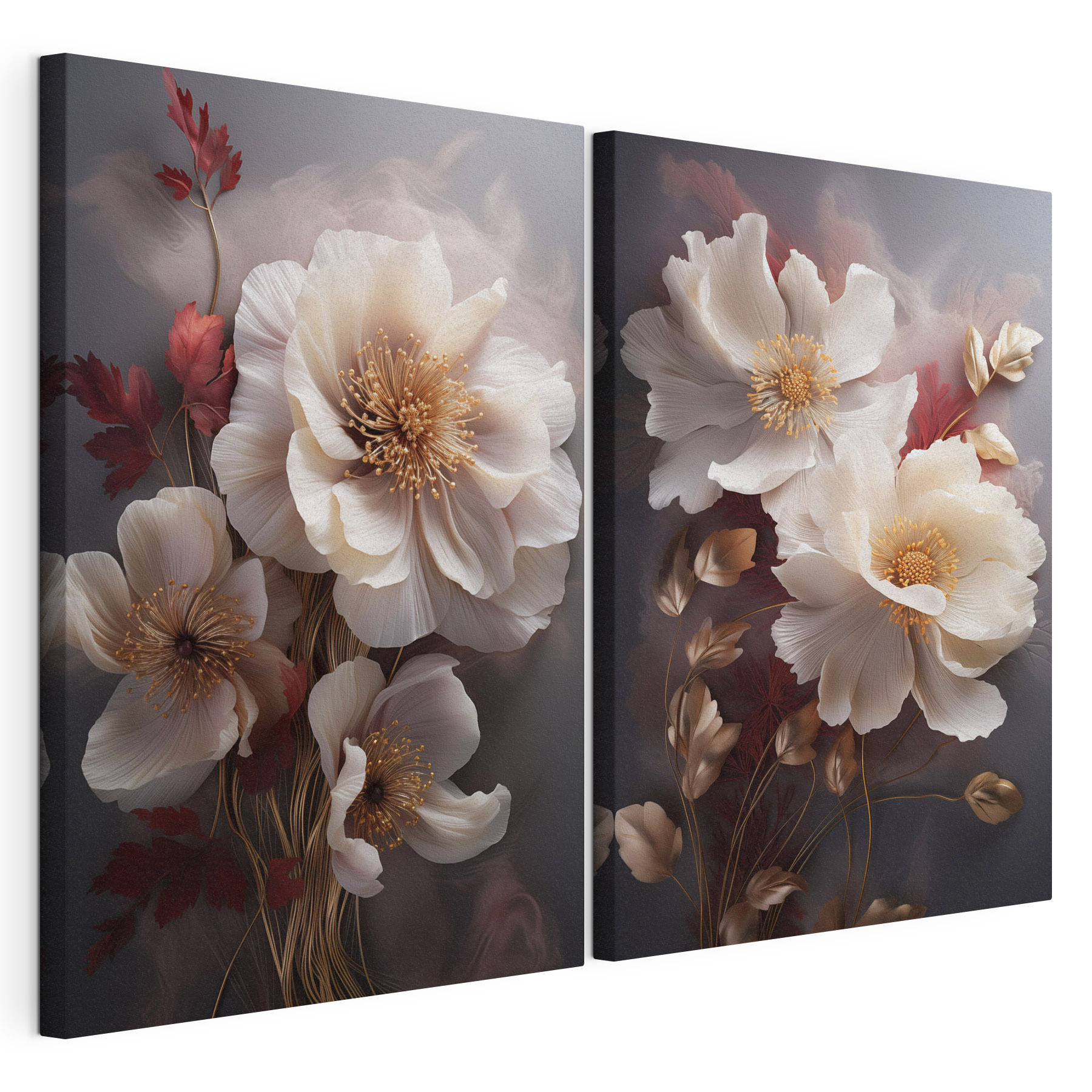 - Elegant blooms in gentle hues - Elegant blooms in gentle hues