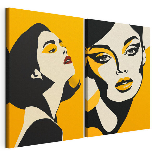 Frau mit gelbem Make-up Modularer Leinwanddruck Frau mit gelbem Make-up