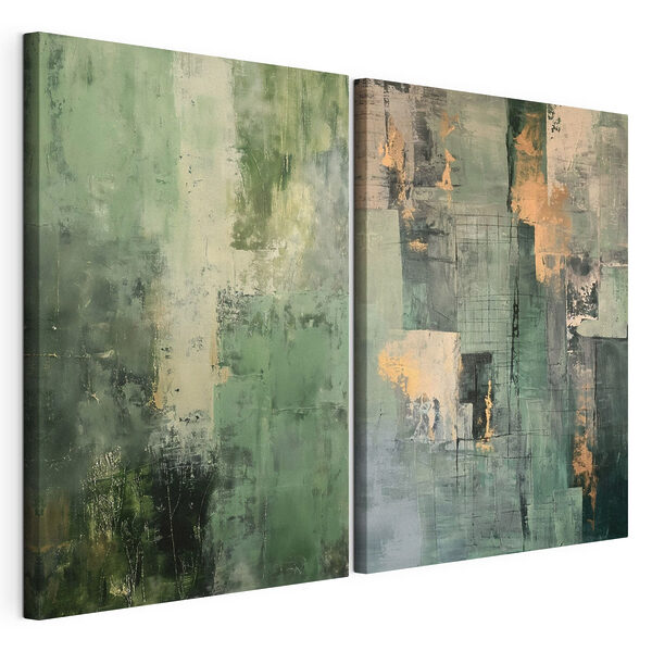- Shades of green and abstract forms - Shades of green and abstract forms